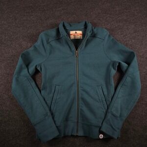 American Giant Women Teal Moto Full Zip Sweatshirt Jacket Heavy Cotton Size S